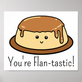 Du är Flan-tastic Food Pun Rectangular Sticker Poster
