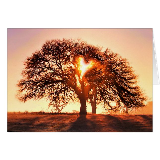 Du är förtjust i hjärtat och Oak Träd Hälsningskort (Framsidan Horizontal)