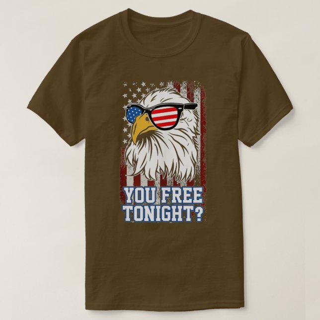 Du är fri i kväll, Eagle American Flagga T Shirt (Design framsida)