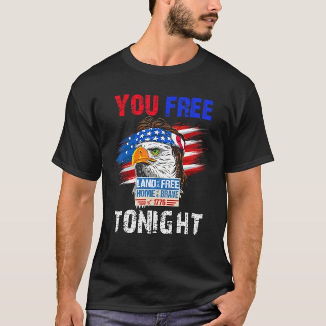 Du är fri i kväll, Eagle Mullet US American Flagga T Shirt (Framsida)