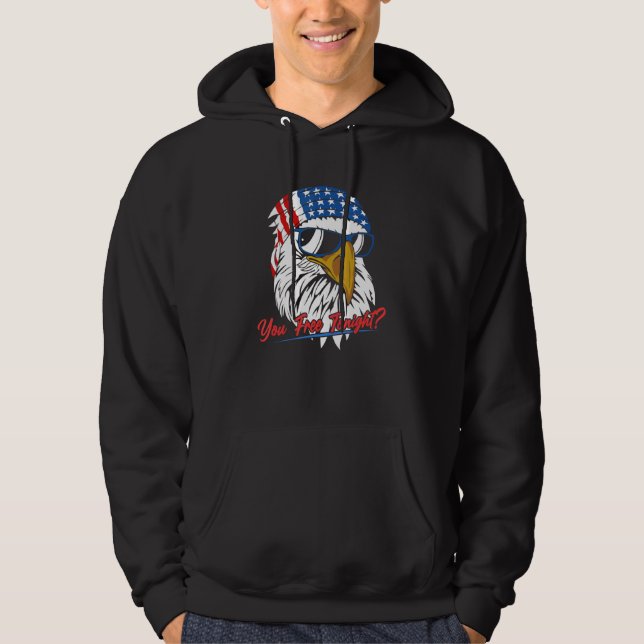 Du är fri i kväll, Örn, Amerikanska Flagga Lycklig Hoodie (Framsida)