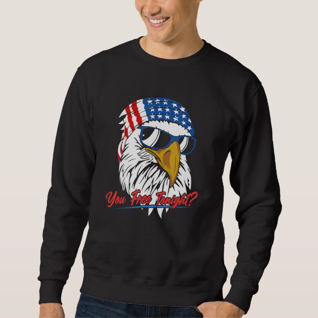 Du är fri i kväll, Örn, Amerikanska Flagga Lycklig Lång Ärmad Tröja (Framsida)