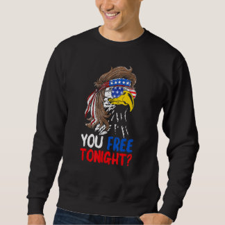 Du är fri i kväll, Patriotic Eagle American Flagga Lång Ärmad Tröja