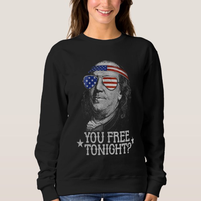 Du är fri ikväll 4 juli  USA Benjamin Franklin T Shirt (Framsida)