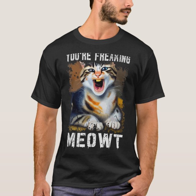 Du är fryst köttkatt, Meow Pun Cat 1 T Shirt (Framsida)