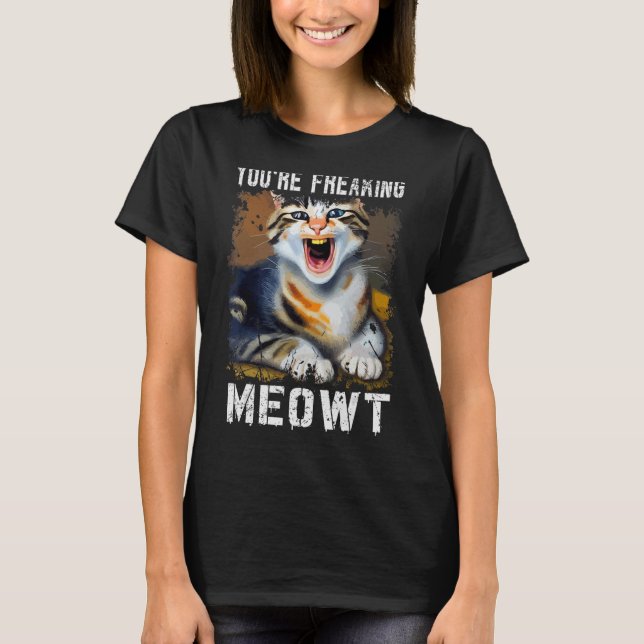Du är fryst köttkatt, Meow Pun Cat 1 T Shirt (Framsida)