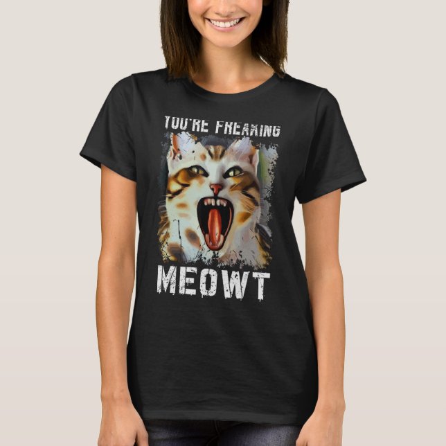 Du är fryst köttkatt, Meow Pun Cat 7 T Shirt (Framsida)