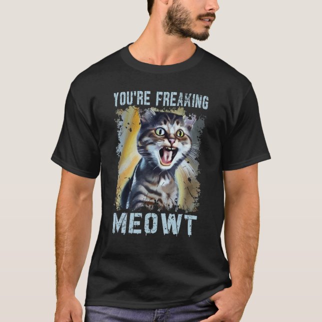 Du är fryst köttkatt, Meow Pun Cat 7 T Shirt (Framsida)