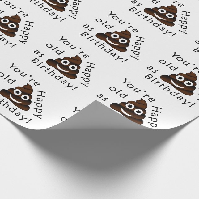 Du är gammal som… rolig poopemoji för grattis på presentpapper (Hörn)