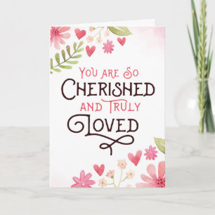 Du är glad och älskad med blommor tack kort