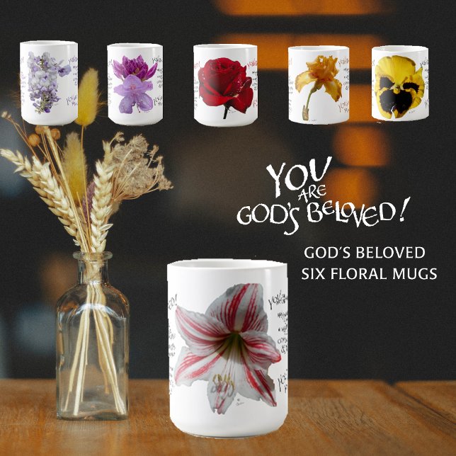 DU ÄR GODS NEDAN LILY RED WHITE LOVED MUGG (Skapare uppladdad)