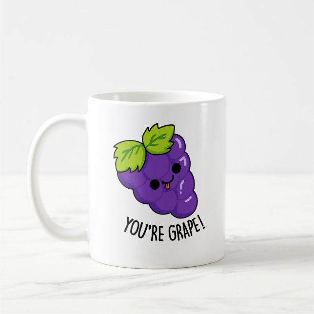 Du är Grape Funny Fruit Pun Kaffemugg (Vänster)