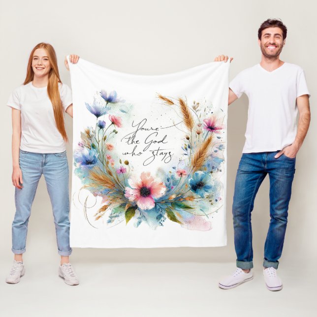 Du är Gud som Stays, vattenfärgsfärgad blommigt Fleecefilt (På plats)