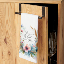 Du är Gud som Stays, vattenfärgsfärgad blommigt Kökshandduk