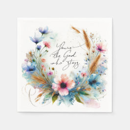 Du är Gud som Stays, vattenfärgsfärgad blommigt Pappersservett