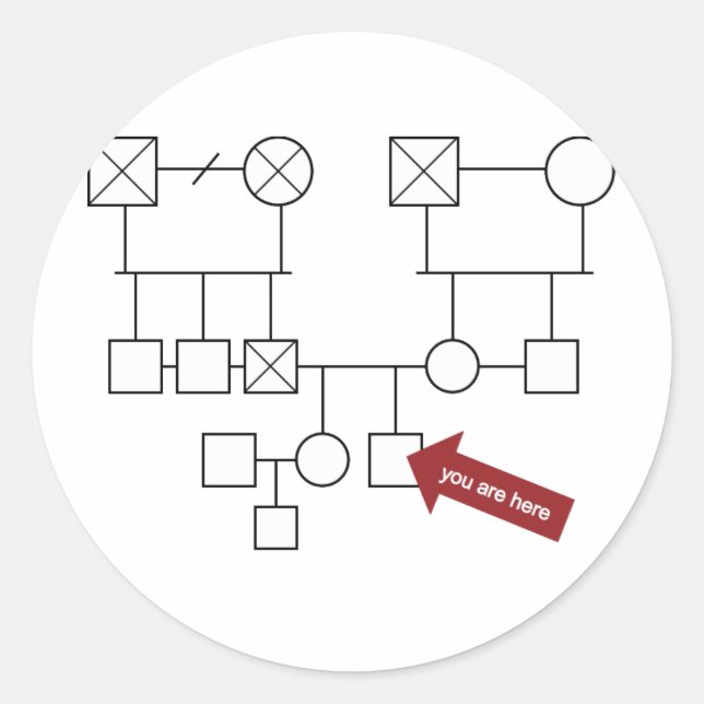 Du är här Genogram Runt Klistermärke (Framsida)