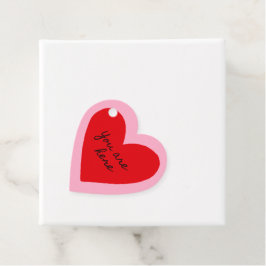 Du är här Valentine Red Hjärt Gåvor Etiketter
