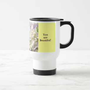 Du är härlig! Kaffe kopparvanlig hortensiablommor Resemugg