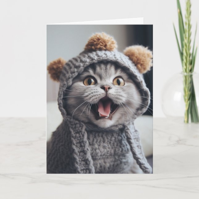 Du är hur gammal? Födelsedagskatt hälsning Kort (Framsida)