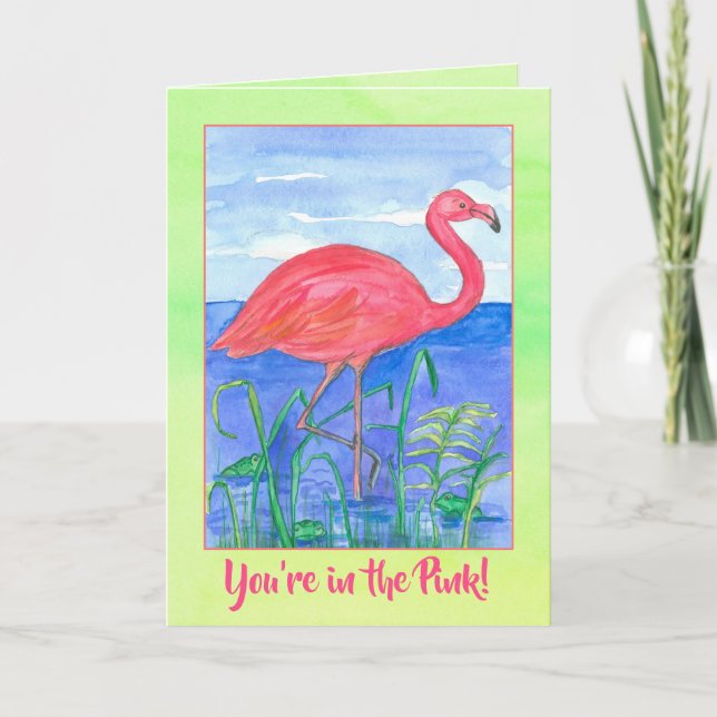 Du är i den rosa Flamingofågelvattenfärgen Kort (Framsida)