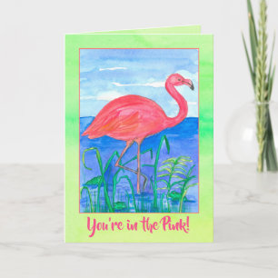 Du är i den rosa Flamingofågelvattenfärgen Kort