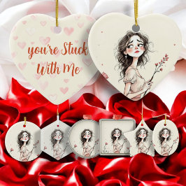 Du är ihop med mig julgransprydnad keramik