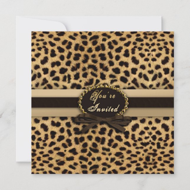 Du är inbjuden - inbjudan - Leopard Print (Faux) (Framsida)