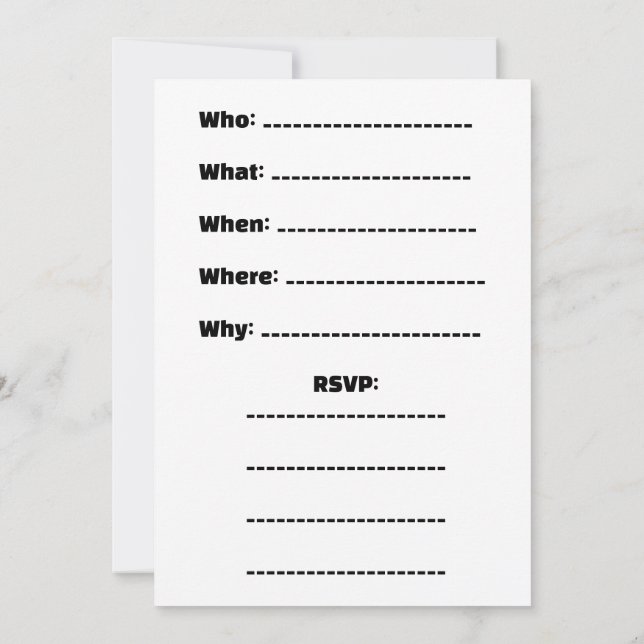 "Du är inbjuden. Kommer du?" Inbjudningar (Baksida)