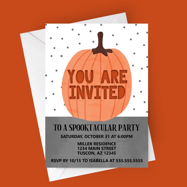 Du är inbjuden Modern Pumpkin Halloween Inbjudningar (You are Invited | Carved Pumpkin Spooktacular Halloween Party Invitation)