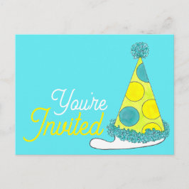 Du är inbjuden Prickig födelsedagsfesthatt Inbjudan Vykort