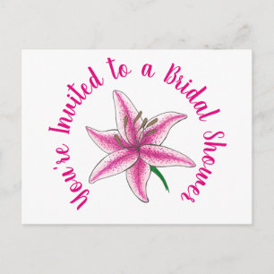 Du är inbjuden Rosa lilja Bröllopsdusch Inbjudan Vykort