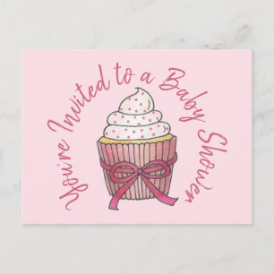 Du är inbjuden till bröllops-baby shower Rosa Cupc Inbjudan Vykort