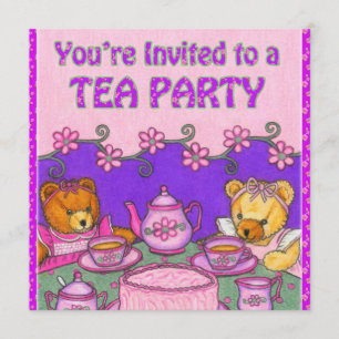 Du är inbjuden till en TeapartyCard~Teddy björnar Inbjudningar