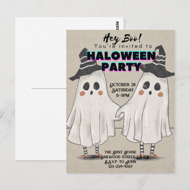 Du är inbjuden till halloween Postcard Vykort (Fram/baksida)
