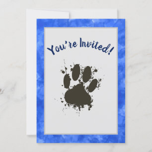 Du är inbjuden till Tass Party, blå vattenfärg Inbjudningar