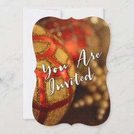 "Du är inbjuden" typografi med Red & Guld Photo Inbjudningar