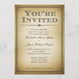 Du är inbjudna Vintage bröllop-meddelanden Inbjudningar