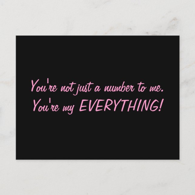 "Du är inte bara ett nummer till mig" vykort (Framsida)