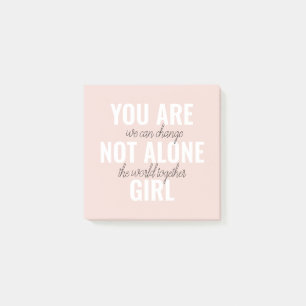 Du är inte Ensam Girl Positive Motivation Citate Post-it Block