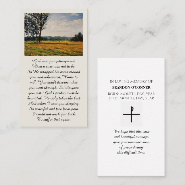 Du är inte Ensam Sympathy Card Visitkort (Fram/baksida)