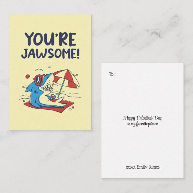 Du är Jawsome Cute Shark Funny Kid Valentines day Anteckningskort (Fram/baksida)