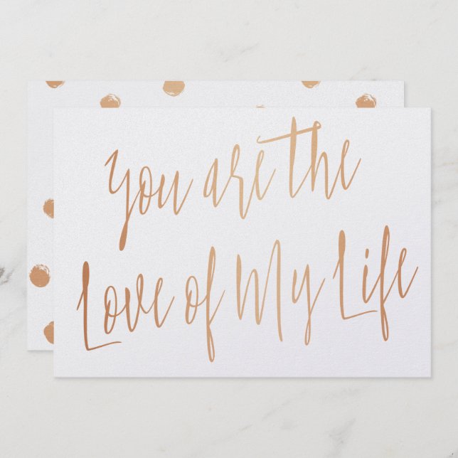 "Du är kärlek i mitt liv", "Modern Ro Guld" Inbjudningar (Fram/baksida)