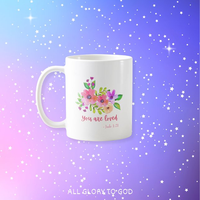 Du är kärleksfull kristen modern jude 1:21 Blommig Kaffemugg (Skapare uppladdad)