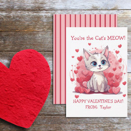 Du är Kats Meow Small Kid's Class Valentine Anteckningskort