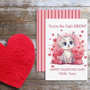 Du är Kats Meow Small Kid's Class Valentine Anteckningskort