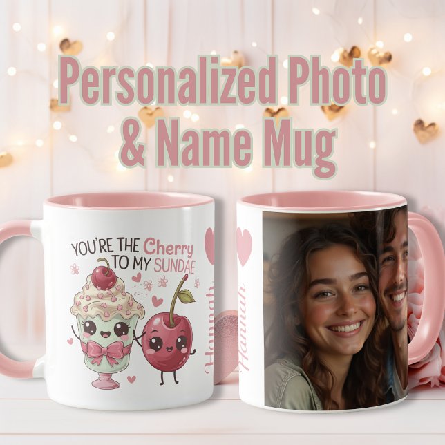 Du är körsbäret mot min sundae Kawaii Kärlek Mugg (You’re the cherry to my sundae Kawaii Love Mug)