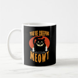 Du är krypande Meowt | Halloween Black Cat Pun Kaffemugg