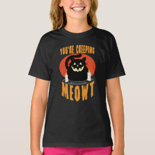 Du är krypande Meowt   Halloween Black Cat Pun T Shirt