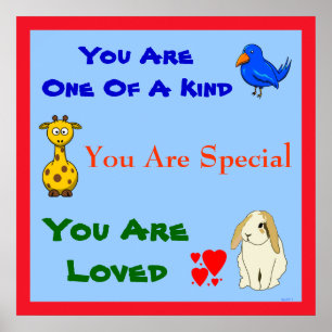 Du är Loved Animal Inspirational Kids Quote Poster