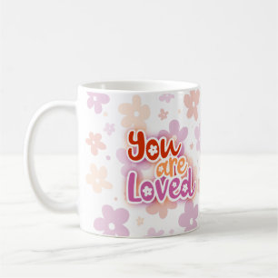 Du är Loved Flowers Lesbisk Pride Lettering Kaffemugg